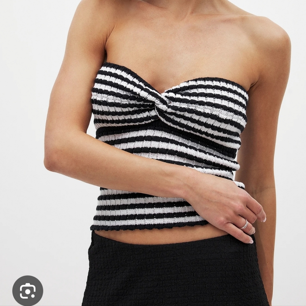NA-KD Striped Twist Tube Top XS S